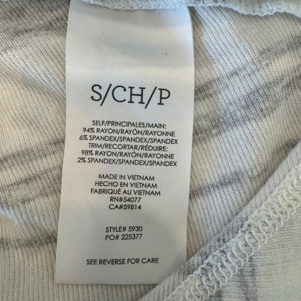 Cabi Womens Grey Striped Notched V-Neck Long Sleeve Relaxed Knit Top 5930 Small - Picture 7 of 9